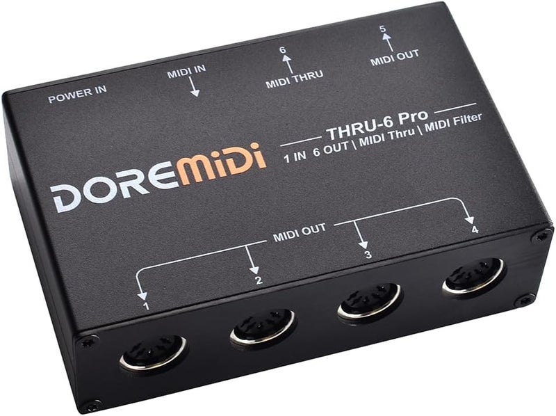 DOREMiDi MIDI THRU-6 Pro Box MIDI Splitter + Filter Be Used To Convert 1 MIDI Input Into 6 MIDI Outputs + USB MIDI Output - Image 1